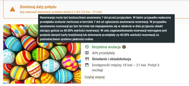 Zdjęcie Pakietu w panelu rezerwacyjnym